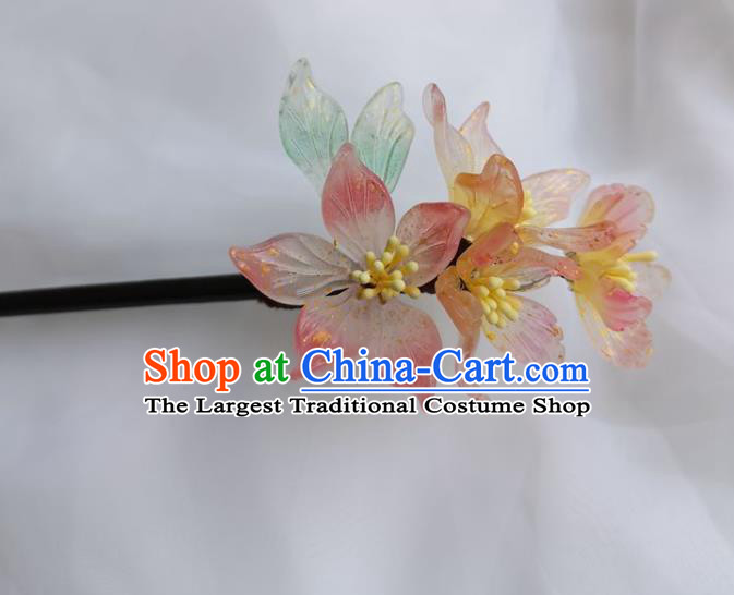 China Ming Dynasty Wood Hairpin Traditional Hanfu Hair Accessories Ancient Princess Epiphyllum Hair Stick