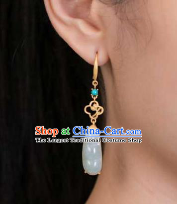 Handmade Chinese Cheongsam Ear Accessories Traditional Jade Peasecod Earrings