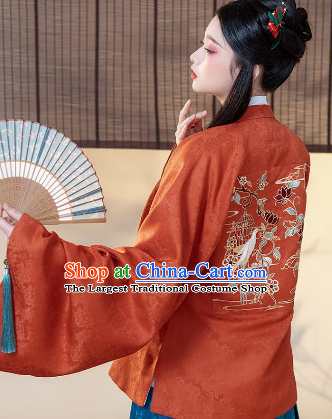 China Ancient Patrician Woman Historical Clothing Traditional Ming Dynasty Nobility Lady Embroidered Costumes Full Set