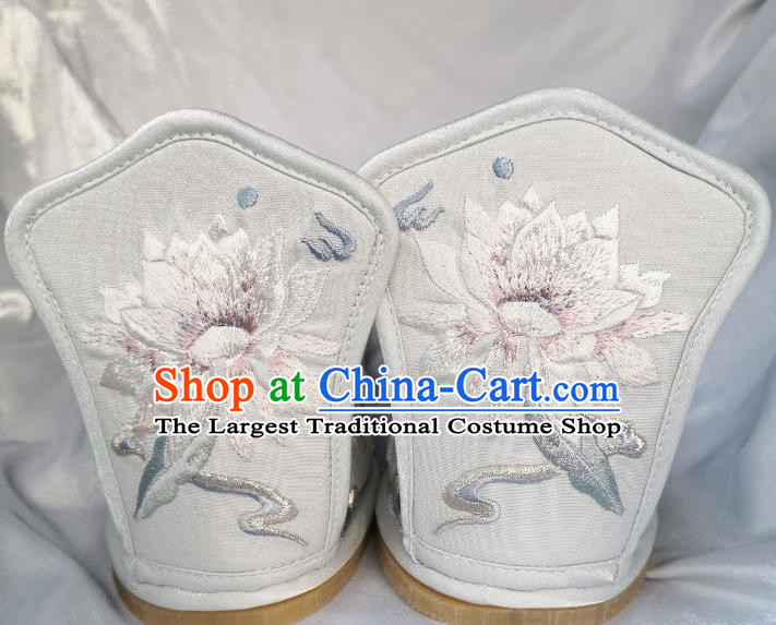 Handmade Chinese Traditional Hanfu Shoes Embroidered Epiphyllum Shoes Princess Shoes