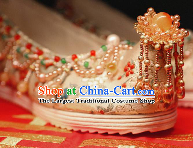 Handmade Chinese Traditional Hanfu Satin Shoes Embroidered Shoes Ancient Princess Shoes