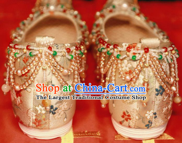 Handmade Chinese Traditional Hanfu Satin Shoes Embroidered Shoes Ancient Princess Shoes