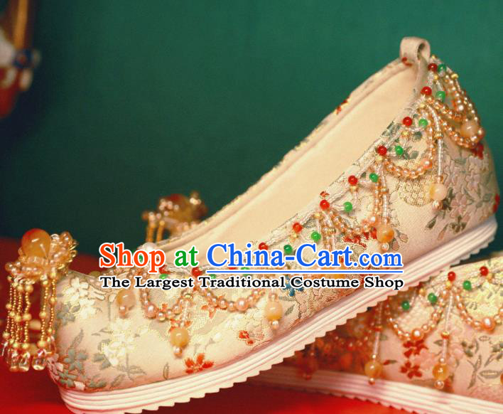 Handmade Chinese Traditional Hanfu Satin Shoes Embroidered Shoes Ancient Princess Shoes