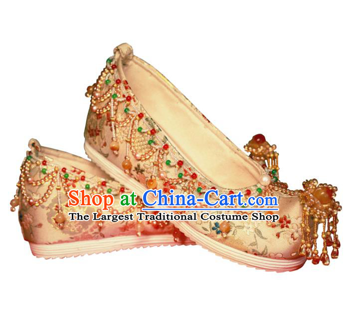 Handmade Chinese Traditional Hanfu Satin Shoes Embroidered Shoes Ancient Princess Shoes