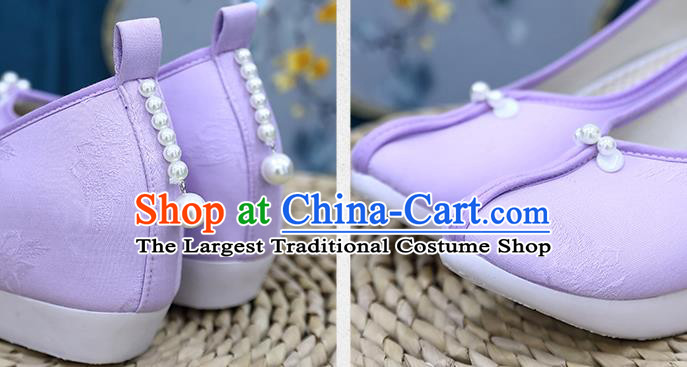 Chinese Traditional Song Dynasty Violet Shoes Hanfu Shoes Ancient Princess Shoes