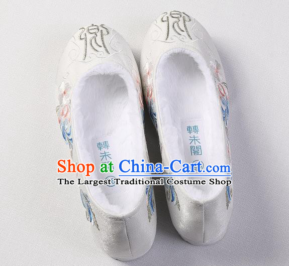 Chinese Traditional Winter Shoes Handmade Embroidered Shoes Hanfu Cloth Shoes