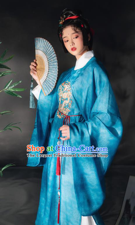 China Ancient Ming Dynasty Court Maid Historical Costumes Traditional Embroidered Hanfu Dress Clothing