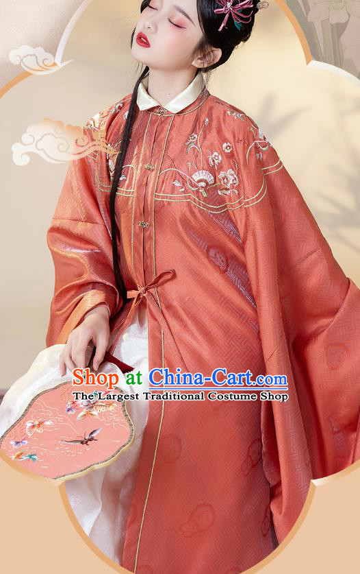 China Traditional Ming Dynasty Royal Princess Embroidered Costumes Ancient Nobility Lady Historical Clothing Full Set