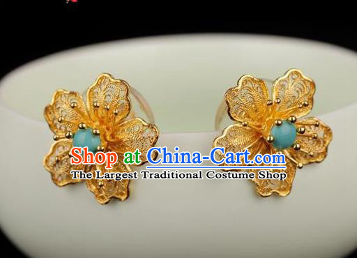 China National Qing Dynasty Earrings Traditional Cheongsam Filigree Peach Blossom Ear Accessories