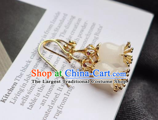 China Traditional Jade Convallaria Ear Jewelry Accessories Classical Cheongsam Earrings