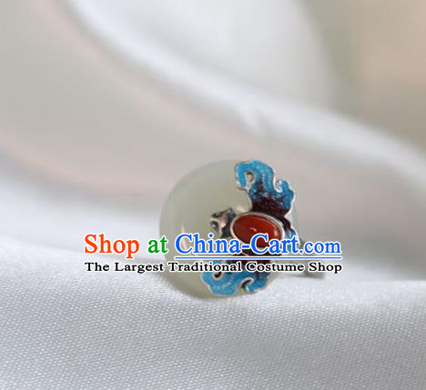 Chinese Classical Blueing Bat Circlet Handmade Jewelry Accessories National Jade Ring