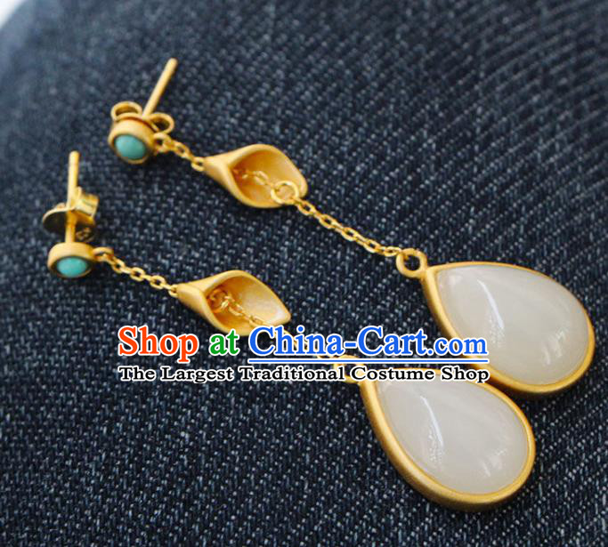 China Traditional Ear Jewelry Accessories National Cheongsam Jade Earrings