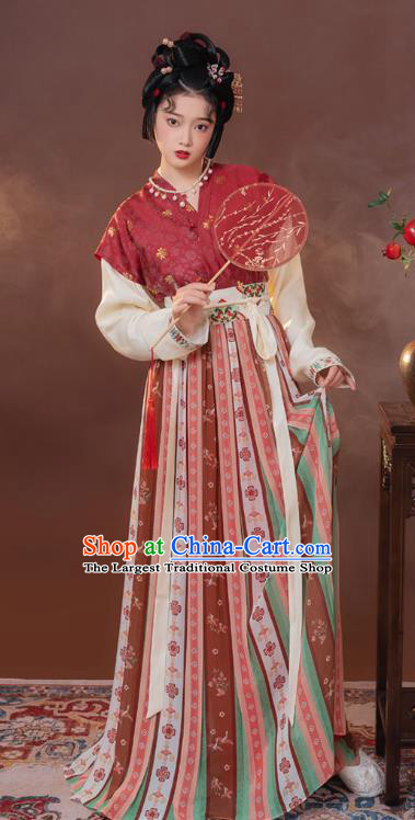 China Traditional Tang Dynasty Royal Princess Hanfu Dress Ancient Palace Beauty Historical Clothing