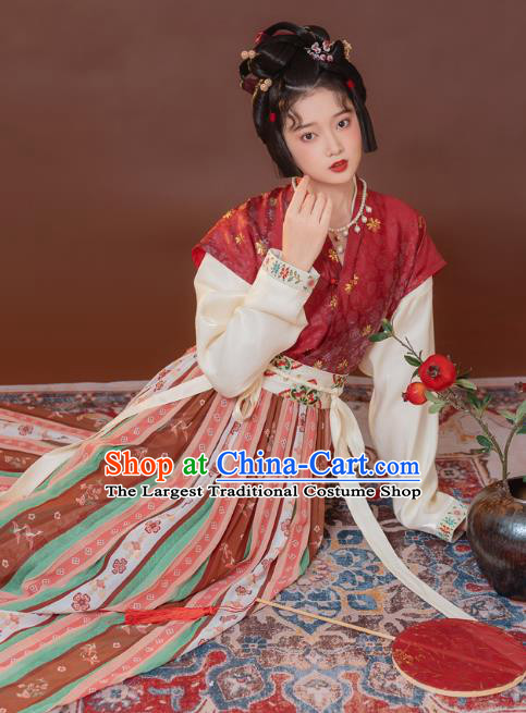 China Traditional Tang Dynasty Royal Princess Hanfu Dress Ancient Palace Beauty Historical Clothing