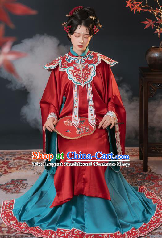 China Traditional Ming Dynasty Noble Woman Historical Costumes Ancient Imperial Concubine Embroidered Hanfu Clothing