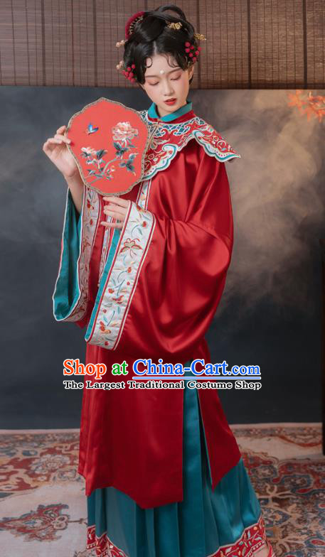 China Traditional Ming Dynasty Noble Woman Historical Costumes Ancient Imperial Concubine Embroidered Hanfu Clothing