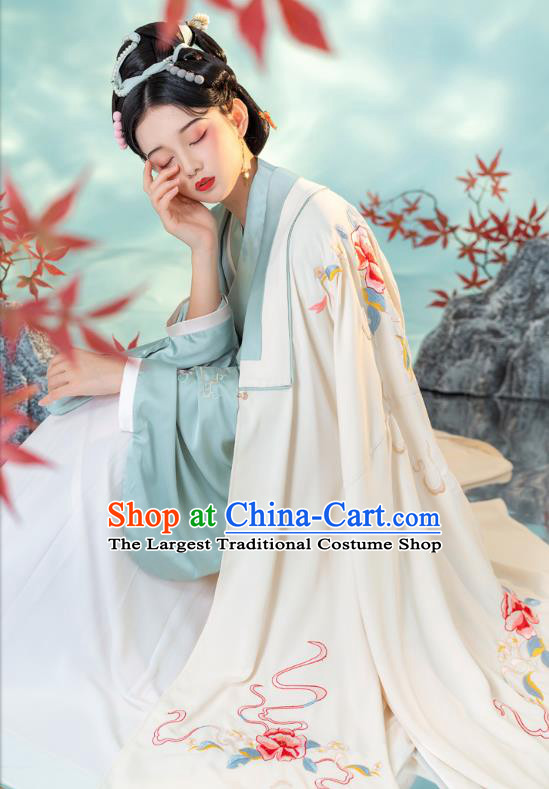 China Ancient Court Beauty Embroidered Hanfu Clothing Traditional Ming Dynasty Historical Costumes