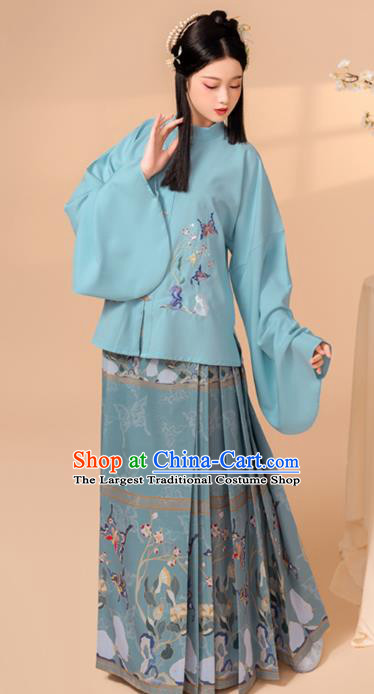 China Ancient Ming Dynasty Young Beauty Historical Hanfu Clothing Complete Set