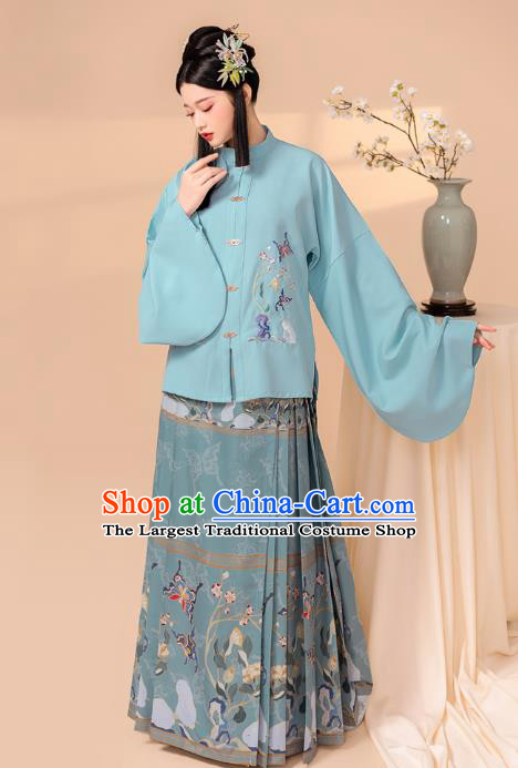 China Ancient Ming Dynasty Young Beauty Historical Hanfu Clothing Complete Set