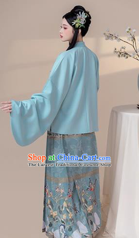 China Ancient Ming Dynasty Young Beauty Historical Hanfu Clothing Complete Set