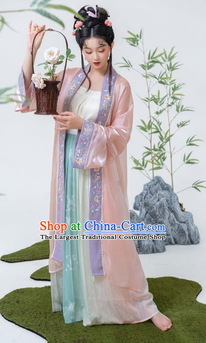Traditional China Song Dynasty Young Lady Historical Clothing Ancient Noble Woman Hanfu Dresses