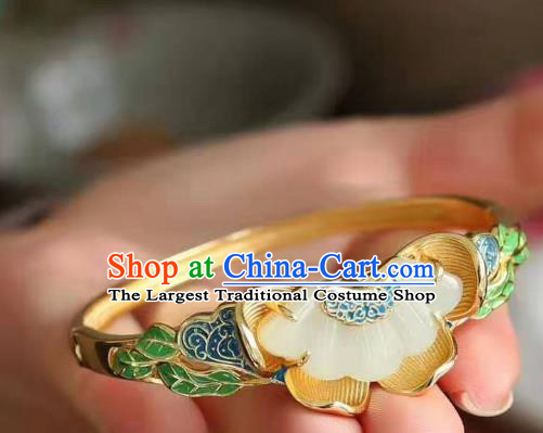 China Handmade Cloisonne Jade Bracelet Accessories Traditional National Golden Bangle Jewelry