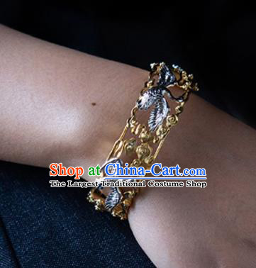 China Handmade Silver Cranes Bracelet Accessories Traditional National Bangle Jewelry