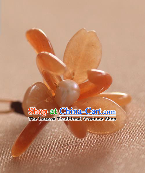 China Handmade Hair Accessories Traditional Song Dynasty Agate Orchid Hairpin Ancient Princess Hair Stick