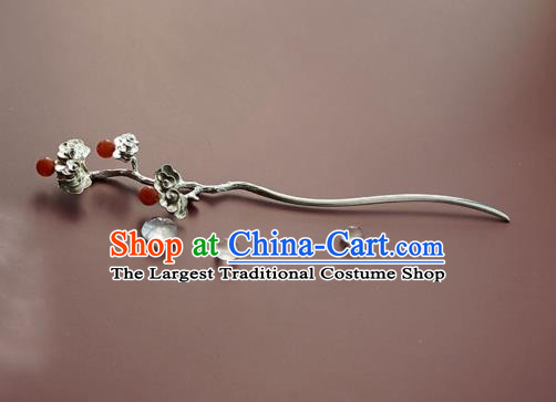 China Traditional Court Lady Agate Beads Hairpin Handmade Hair Accessories Song Dynasty Golden Hair Stick