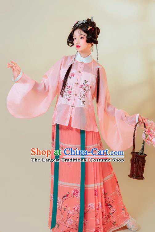 Traditional China Ming Dynasty Young Lady Historical Clothing Ancient Patrician Female Costumes Full Set