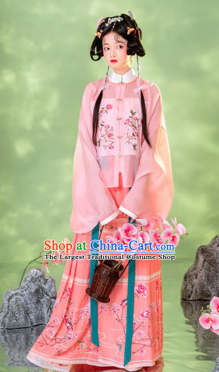 Traditional China Ming Dynasty Young Lady Historical Clothing Ancient Patrician Female Costumes Full Set