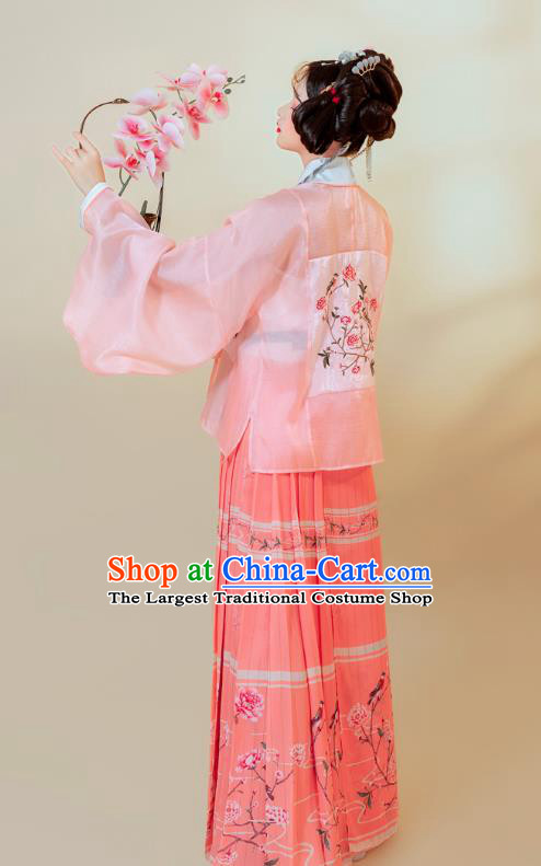 Traditional China Ming Dynasty Young Lady Historical Clothing Ancient Patrician Female Costumes Full Set
