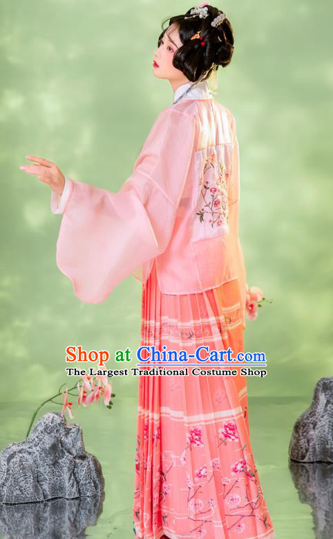 Traditional China Ming Dynasty Young Lady Historical Clothing Ancient Patrician Female Costumes Full Set