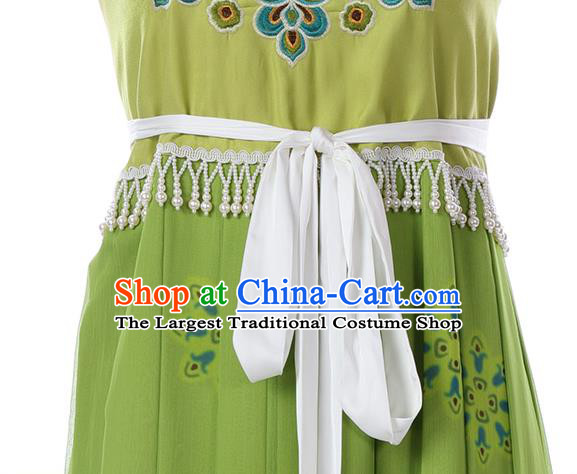 Traditional China Tang Dynasty Palace Beauty Historical Clothing Ancient Imperial Concubine Green Hanfu Costumes