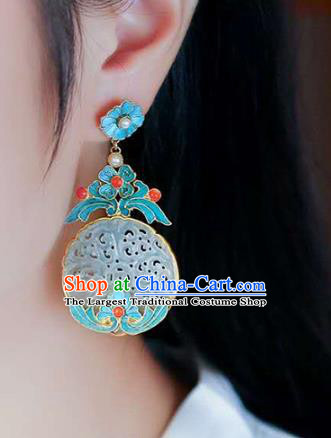 Handmade China Ear Accessories Traditional Cheongsam Cloisonne Earrings Jade Jewelry