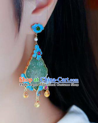 Handmade China Earrings Jewelry Traditional Cheongsam Eardrop Jade Accessories
