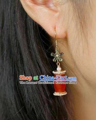 Handmade China Agate Eardrop National Jewelry Accessories Traditional Cheongsam Pearls Earrings