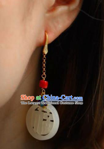 Handmade China Jade Eardrop Accessories Traditional Jewelry National Cheongsam Blueing Earrings