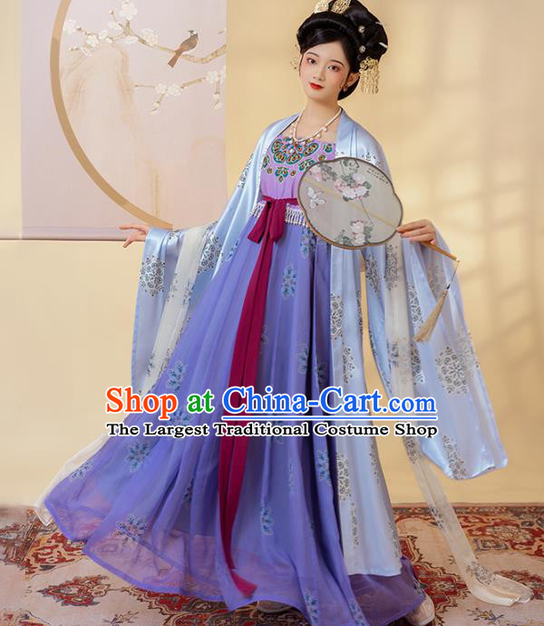 Traditional China Tang Dynasty Court Lady Historical Costumes Ancient Young Beauty Hanfu Dress