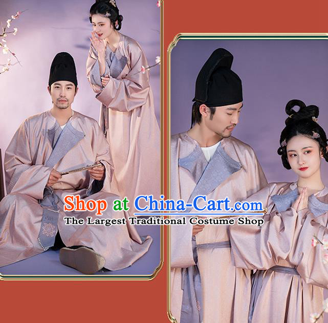 Traditional China Tang Dynasty Historical Costumes Ancient Swordsman Pink Robe for Women for Men