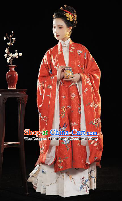 China Ancient Imperial Countess Red Hanfu Costumes Traditional Ming Dynasty Historical Clothing Complete Set