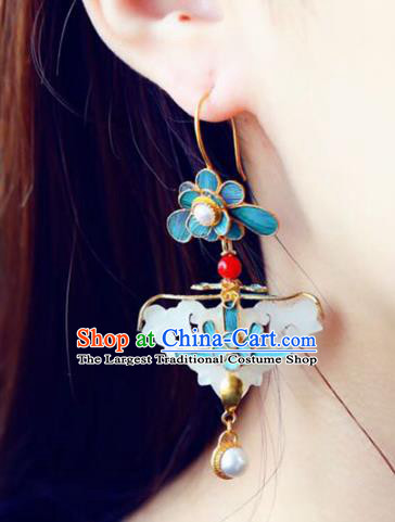 Handmade China Pearls Eardrop Jewelry Traditional Qing Dynasty Accessories National Cheongsam Jade Earrings