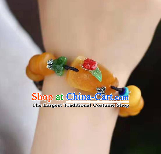 China Handmade Beeswax Bracelet National Jadeite Bangle Traditional Jewelry Accessories