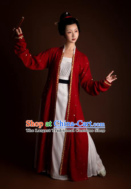 China Ancient Young Beauty Historical Costume Traditional Song Dynasty Court Woman Hanfu Clothing
