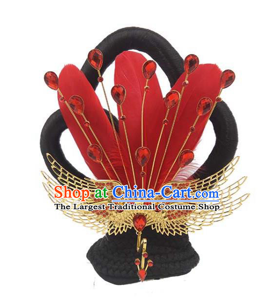 Chinese Ancient Court Lady Hair Chignon and Hair Accessories Traditional Tang Dynasty Imperial Consort Wigs