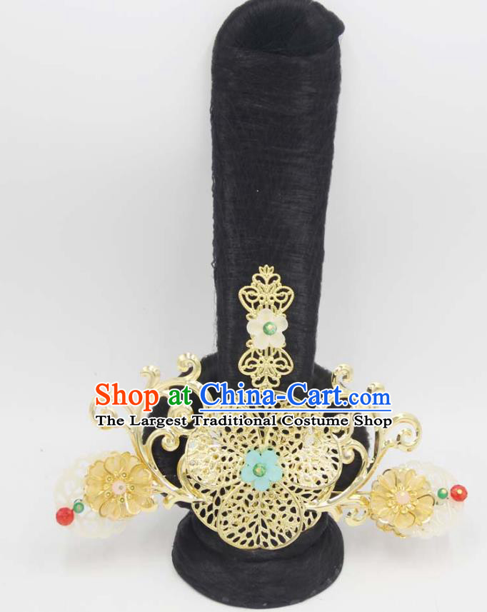 Chinese Han Dynasty Palace Lady Hair Chignon and Hairpins Ancient Imperial Consort Wigs Headwear