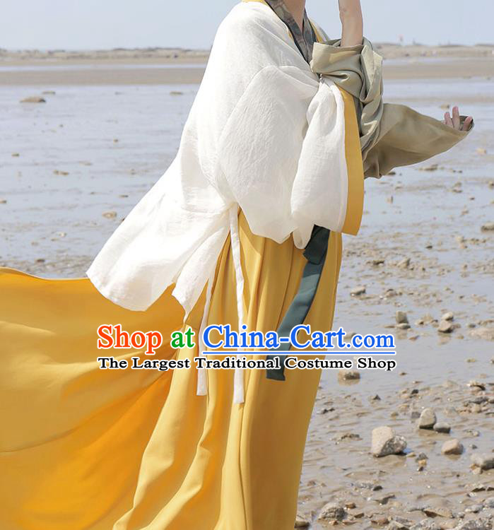 China Ancient Young Beauty Historical Costume Traditional Jin Dynasty Civilian Woman Hanfu Dress Clothing