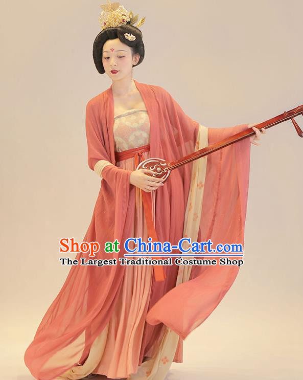 Ancient China Tang Dynasty Court Lady Historical Costume Traditional Hanfu Clothing Classical Dance Dress