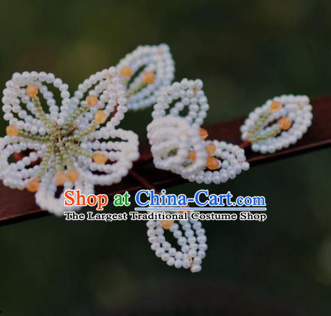 Chinese Traditional Handmade Beads Pear Blossom Hairpin Ancient Princess Hair Stick