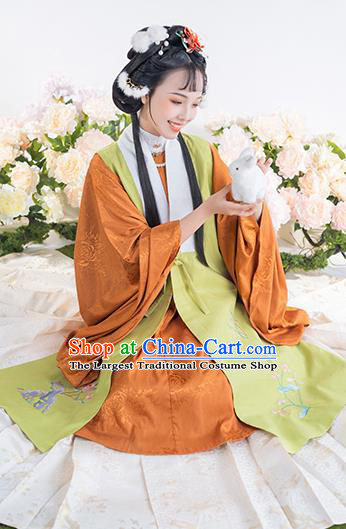 China Ancient Patrician Lady Embroidered Hanfu Dress Ming Dynasty Noble Infanta Historical Clothing for Women